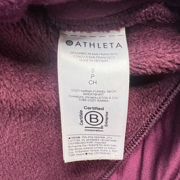 Athleta Sweater Womens Size Small Cozy Karma Funnel Neck Sweatshirt Burgundy - Picture 4 of 9